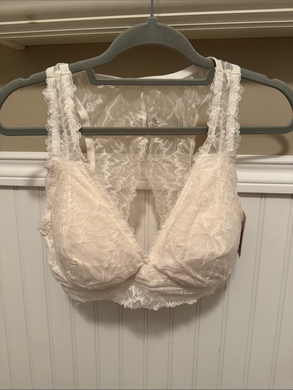 Auden Cream Lace Bralette with Floral Racerback